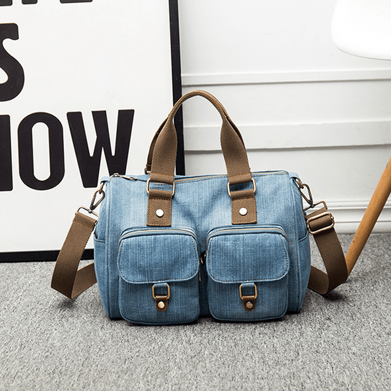 Women Denim Travel Large Capacity Handbag Casual Crossbody Bag - MRSLM