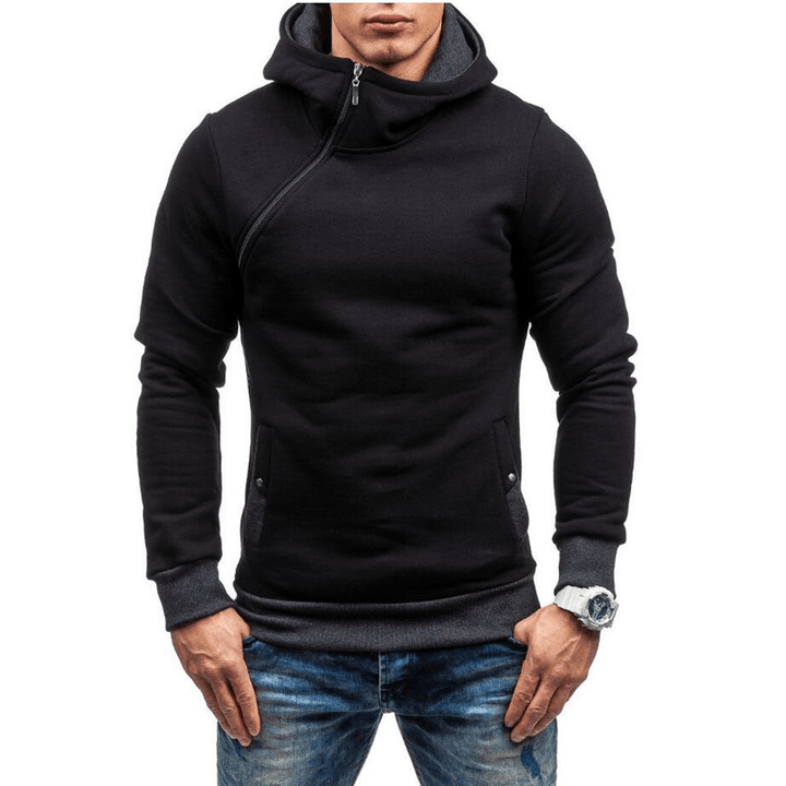 Men Zipper Dual Pockets Hooded Sweatshirt - MRSLM