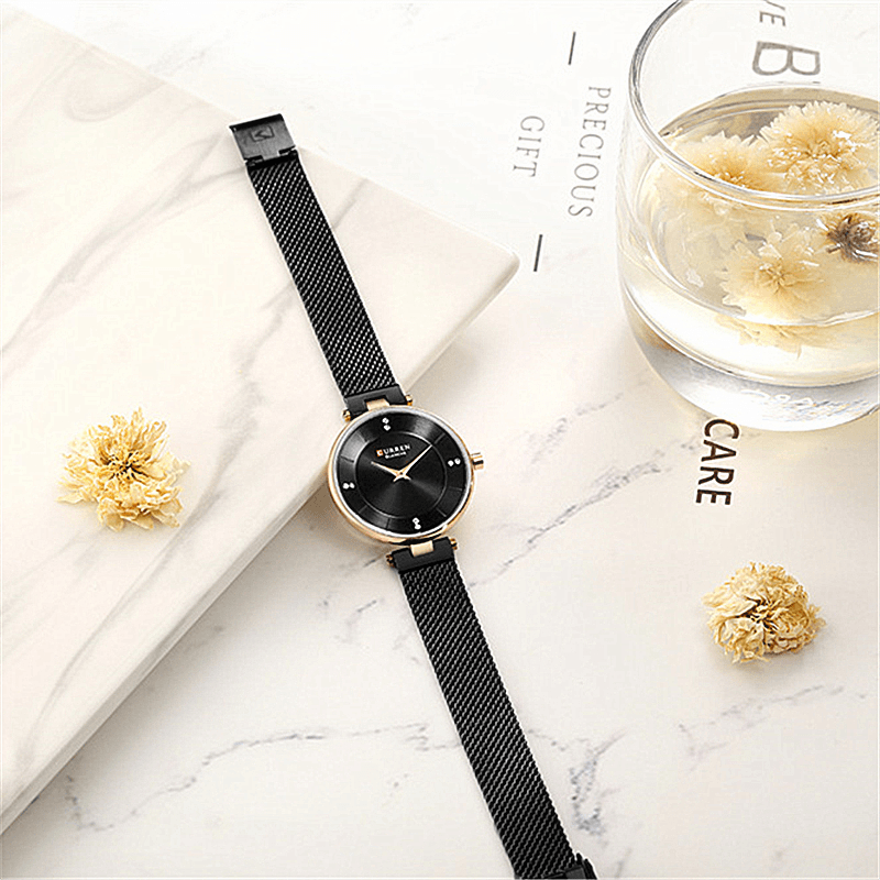 CURREN 9031 Ultra Thin Dial Case Elegant Design Women Watch Full Steel Quartz Watch - MRSLM