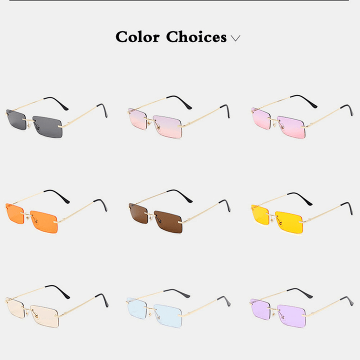 Women Retro Multi-Color Framelss Small Square Fashion Personality UV Protection Sunglasses - MRSLM