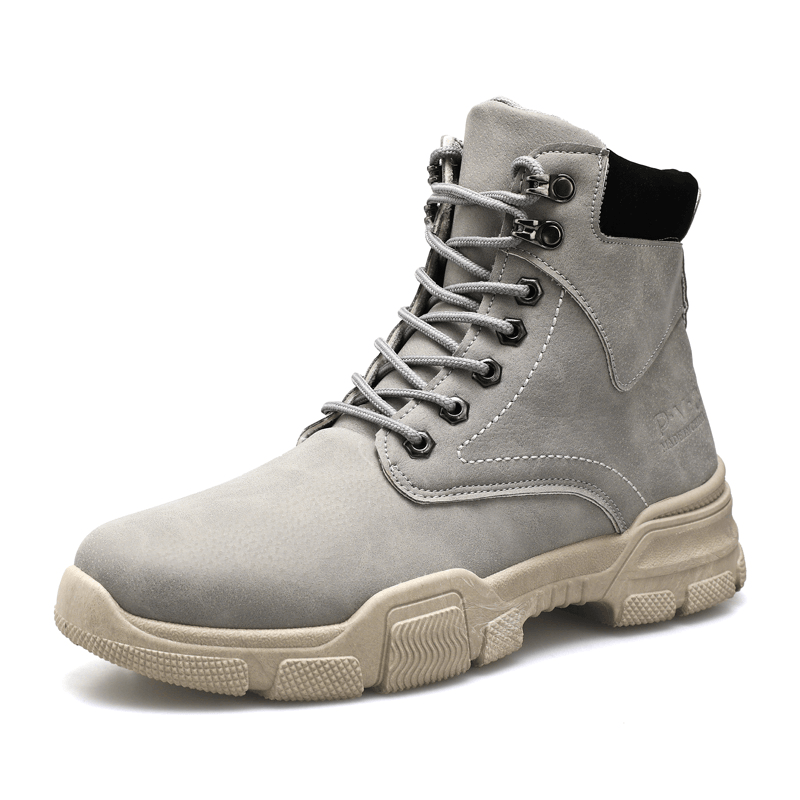 Men Stylish Sport Microfiber Leather Lace up Casual Ankle Boots - MRSLM