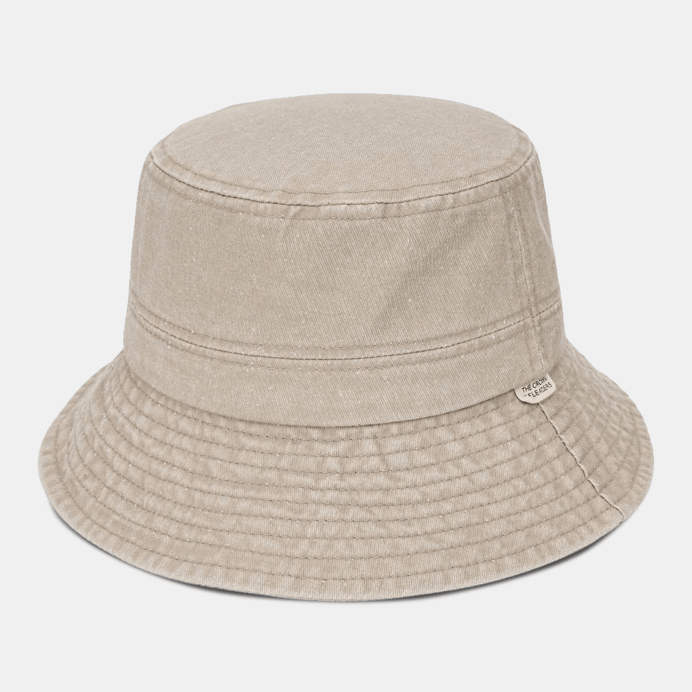 Unisex Washed Distressed Cotton Solid Color All-Match Sunshade Bucket Hat - MRSLM