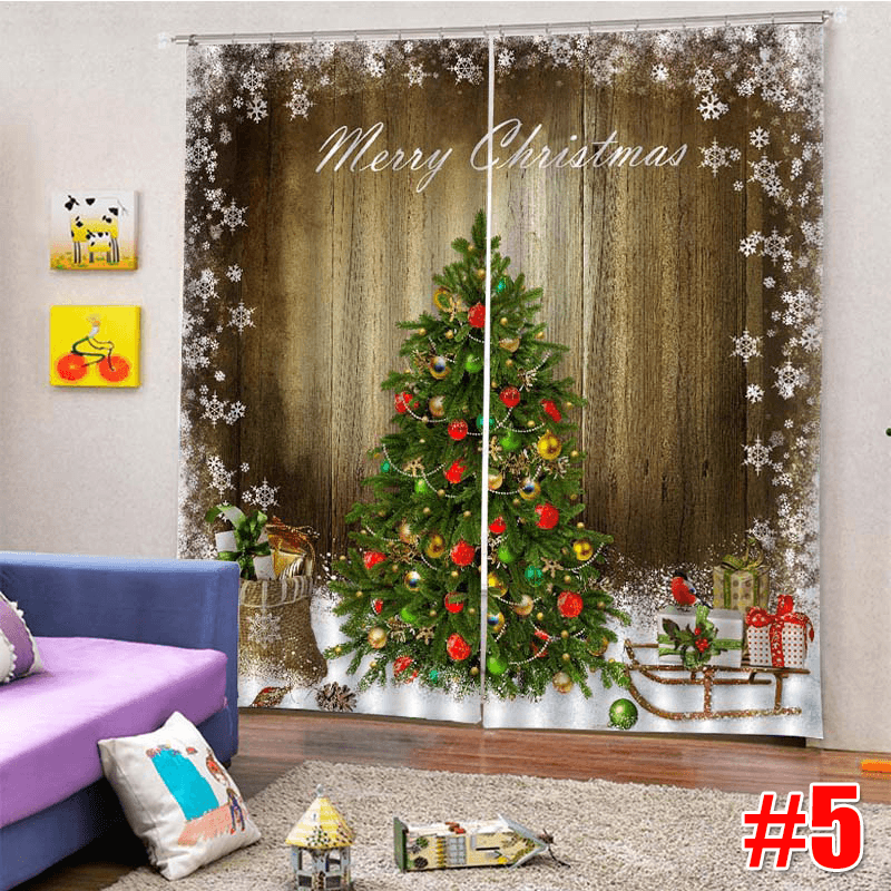 2PCS 3D Print Window Curtain Drapery Door Screen Panel for Christmas Decoration - MRSLM