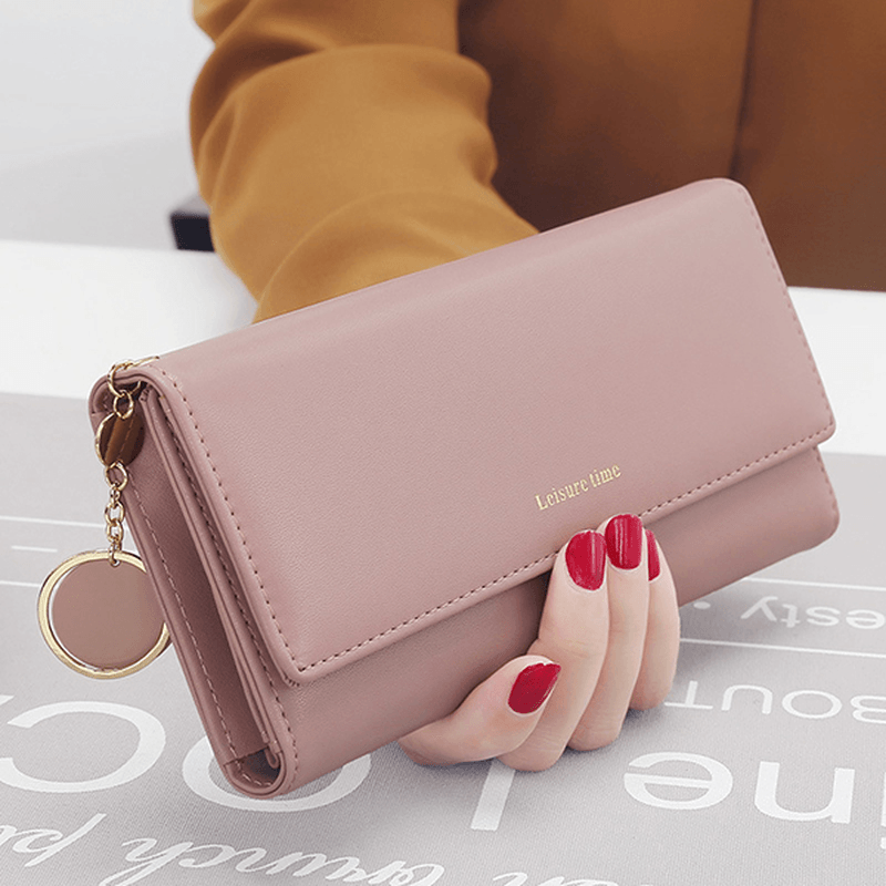 Women Fashion Phone Bag Artificial Leather Multi-Functional Long Wallet 9 Card Slots Clutch Bag - MRSLM