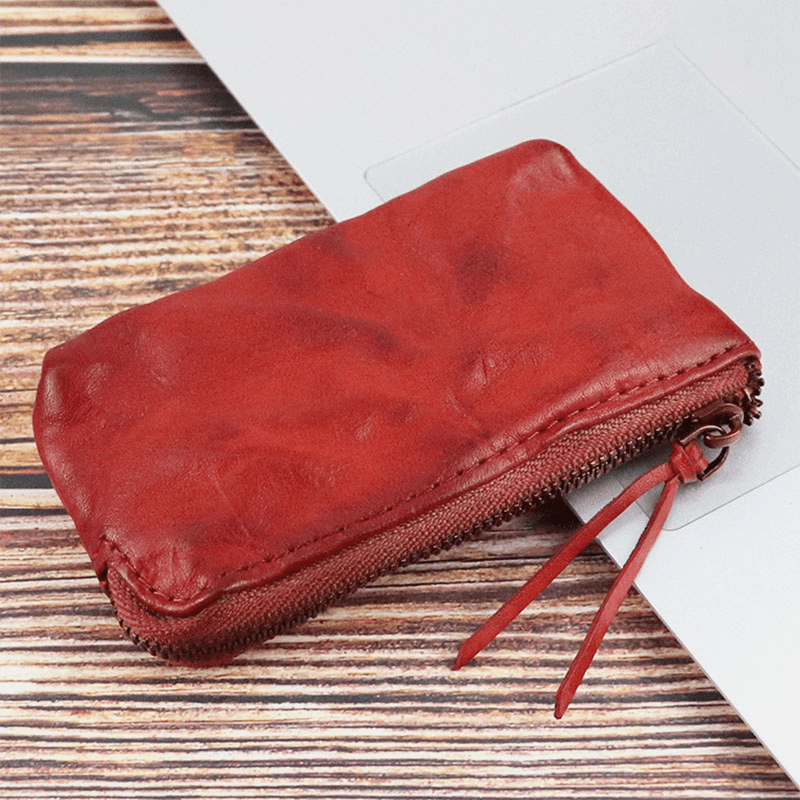 Unisex Made-Old Washed Genuine Leather Personality Casual Multi-Slot Clutch Purse Card Holder Wallet - MRSLM