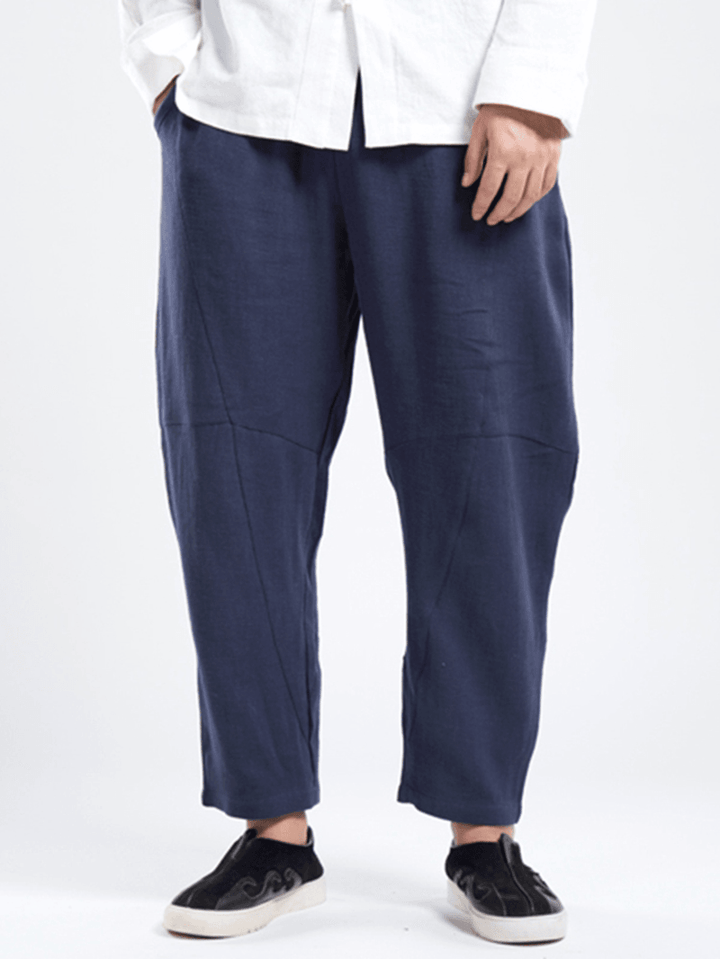 Mens 100% Cotton Solid Color Breathable Casual Pants - MRSLM
