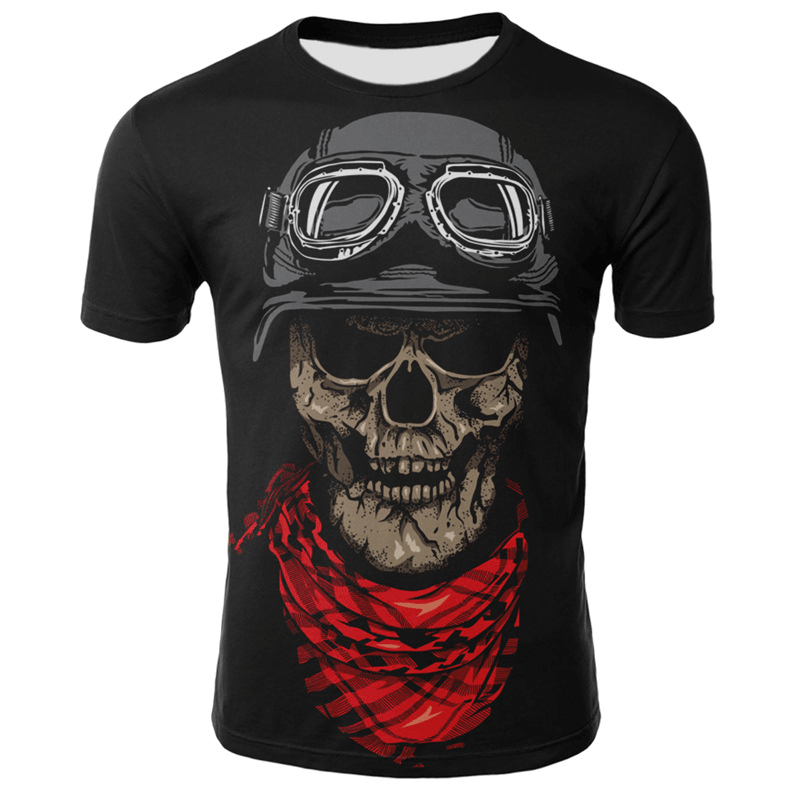 Smoking Skull 3D Digital Print T-Shirt - MRSLM