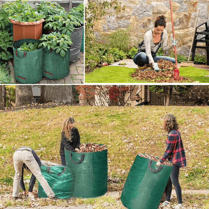 Portable Home Garden Canvas Yard Waste Bag Lawn Leaf Bags Storage Bag Garden Lawn Trash - MRSLM