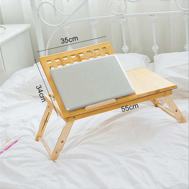 Multi Function Lapdesk Table Bed Tray Folding Adjustable Table Tilting Top with Storage Drawer Bamboo Wood - MRSLM