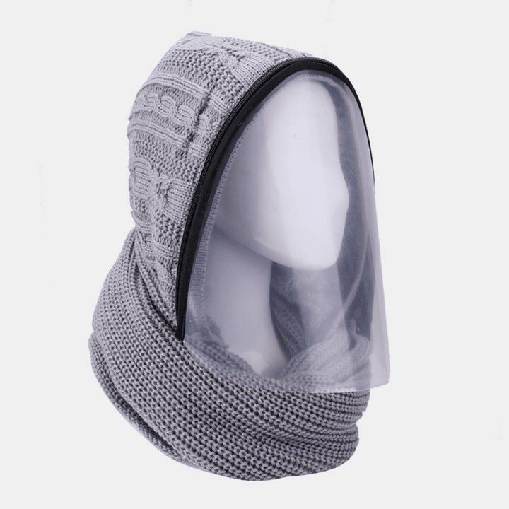 Unisex Detachable Keep Warm Dustproof Zipper Neck Protection Knitted Face Mask Scarf - MRSLM