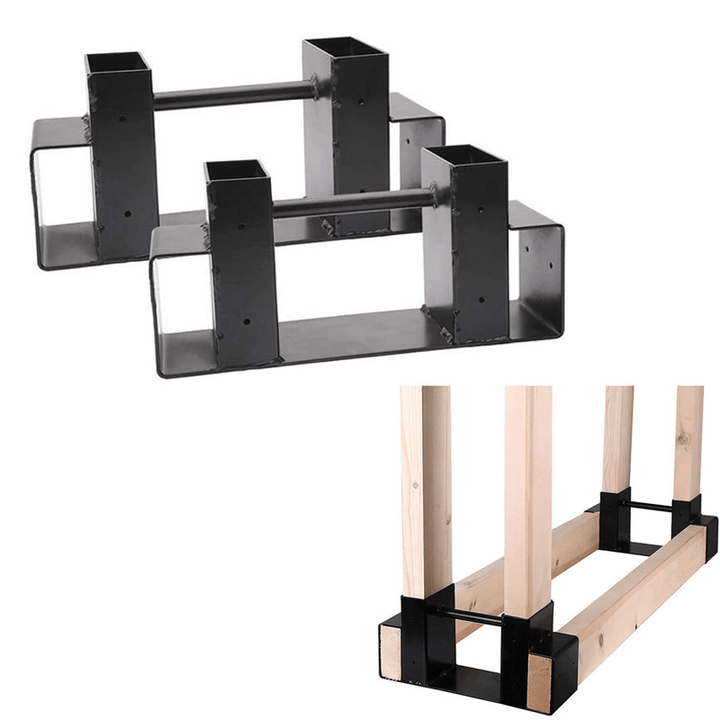 Kingso Firewood Rack Bracket with Screws Heavy Duty Firewood Holder Adjustable Length Log Wood Rack Fireplace Wood Storage Holder - MRSLM