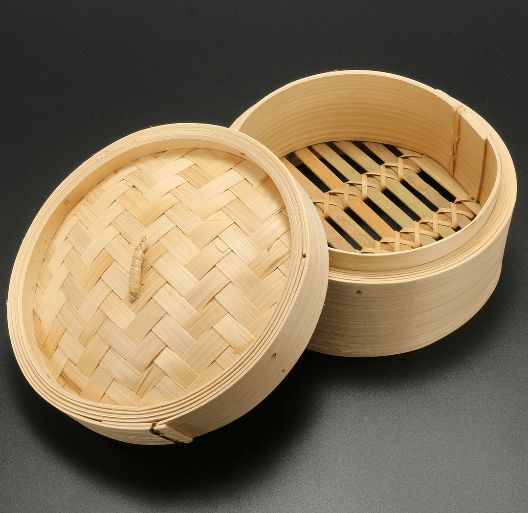 Bamboo Steamer 6" Chinese Cantonese Dim Sum Basket Rice Pasta Cooker Cook Lid - MRSLM