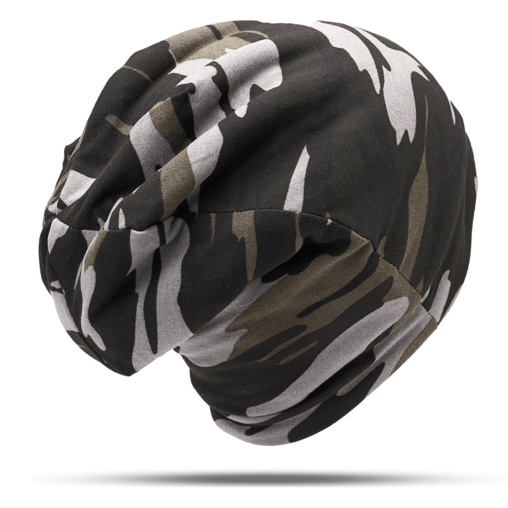 Mens Camouflage Winter plus Velvet Warm Slouchy Beanie Hat Casual plus Size Earmuffs Skull Cap - MRSLM