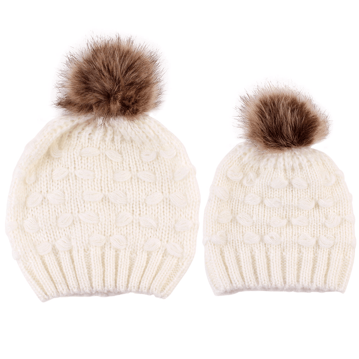 Parent-Child Knitted Hat Manufacturers Spot Butterfly Fur Ball Warm Hat - MRSLM