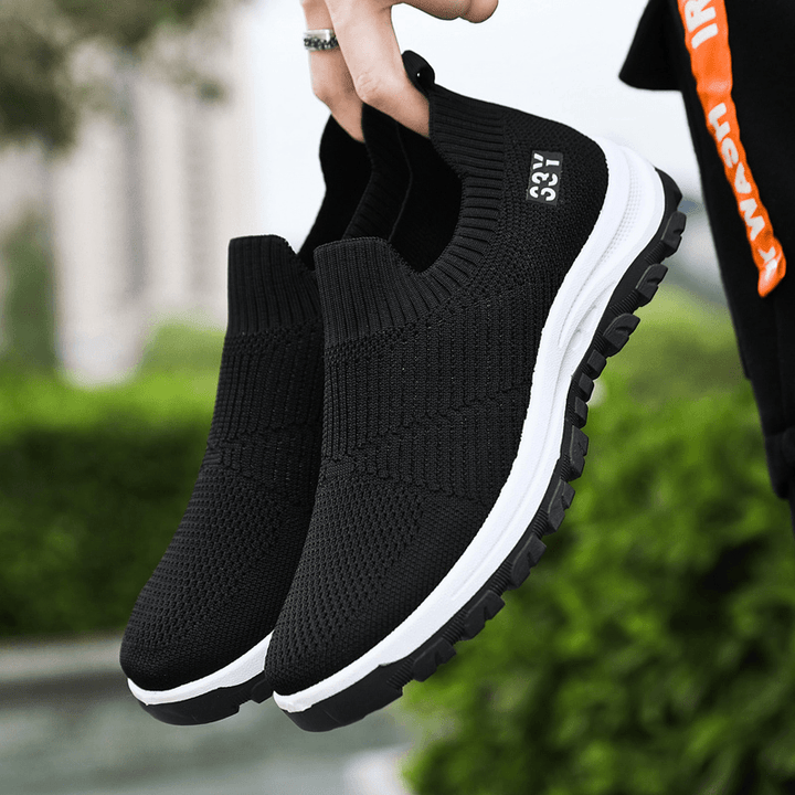 Men Breathable Fabric Non Slip Comfy Slip on Casual Walking Shoes - MRSLM