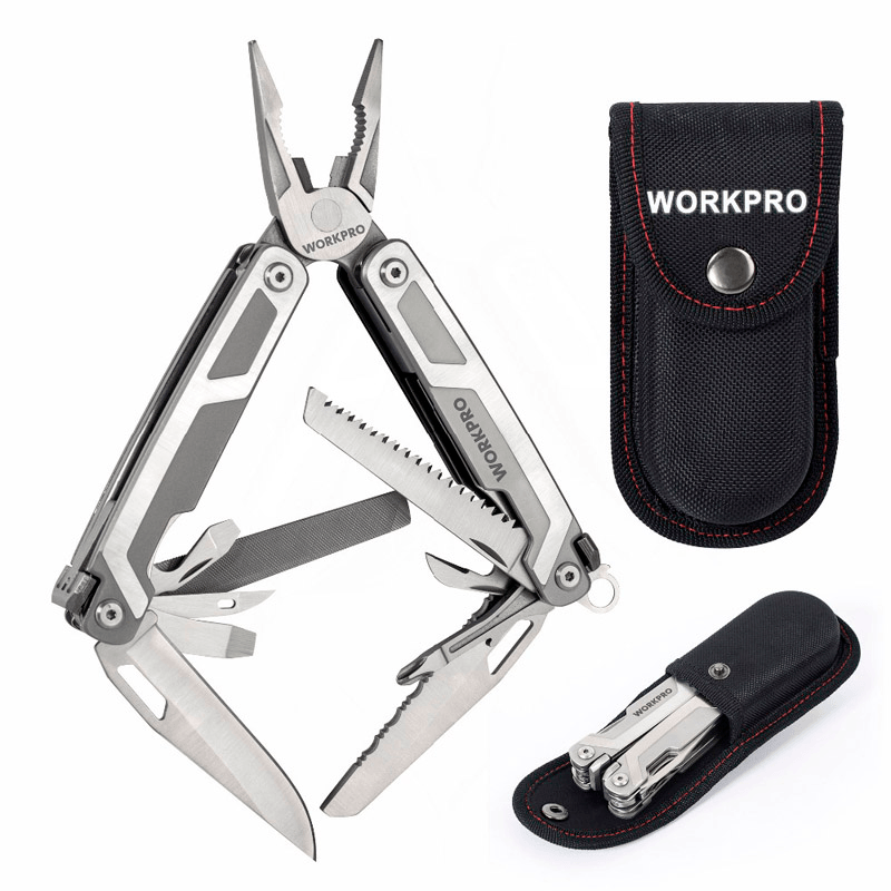 WORKPRO 16 in 1 Multi-Function Folding Tool Kitchen Bottle Opener Sharp Pocket EDC Multitool Pliers Saw Blade Knife Screwdriver Outdoor Camping Tool - MRSLM