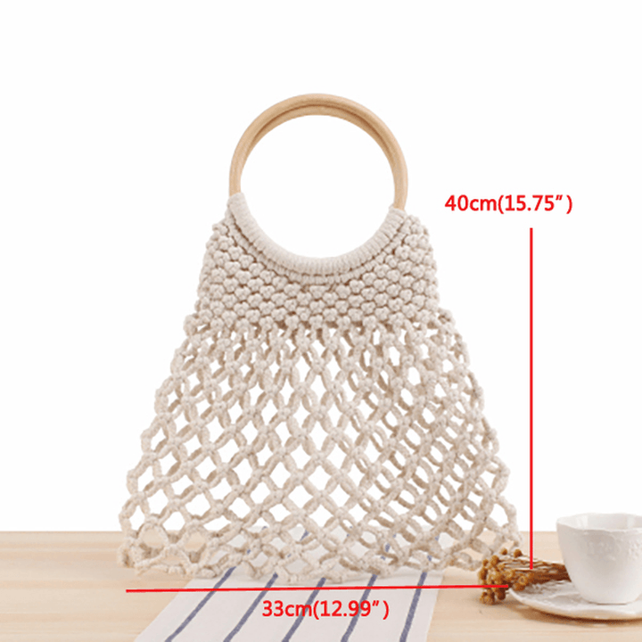 Casual Fabrics Net Beach Bag Solid Handbag for Women - MRSLM