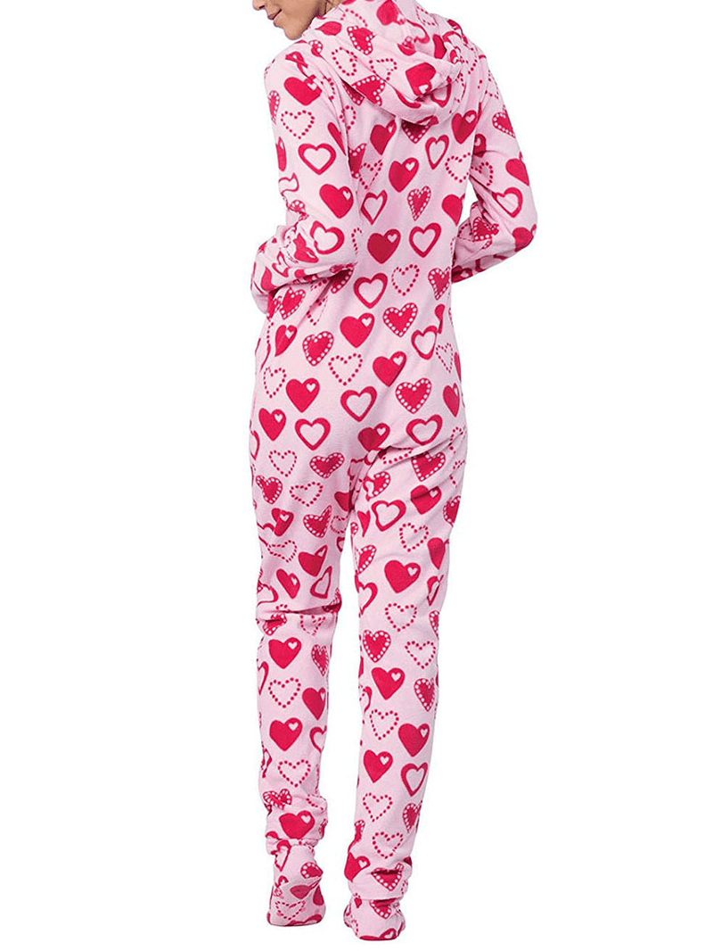 Hoodie Front Zipper Polar Fleece Footed Pajamas - MRSLM