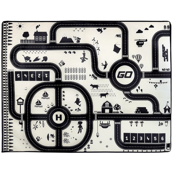 Black and White Parking Lot with Car Game Mat - MRSLM