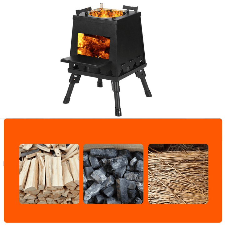 Ipree® Folding Wood Stove 5KJ Power Burning Stove BBQ Grill Detachable Barbecue Stove Camping Picnic - MRSLM