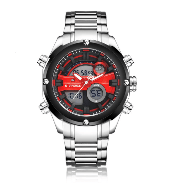 NAVIFORCE NF9088 Fashion Men Dual Display Watch Luxury Stainless Strap Sport Watch - MRSLM