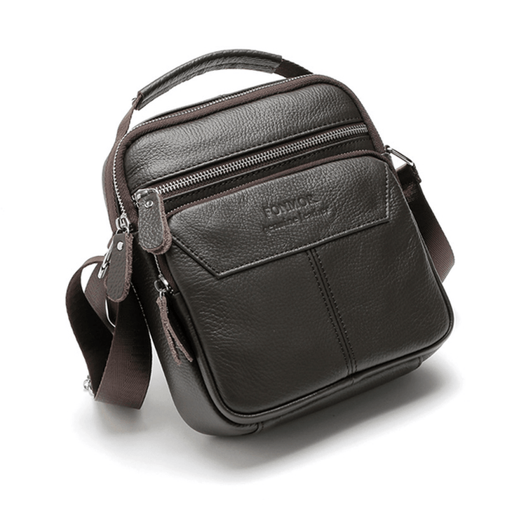 Vintage Genuine Leather Stitching Casual Crossbody Shoulder Bag for Men - MRSLM