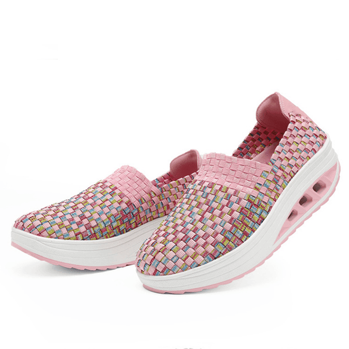 Colorful Rocker Sole Shoes Handmade Knit Shake Shoes Casual - MRSLM