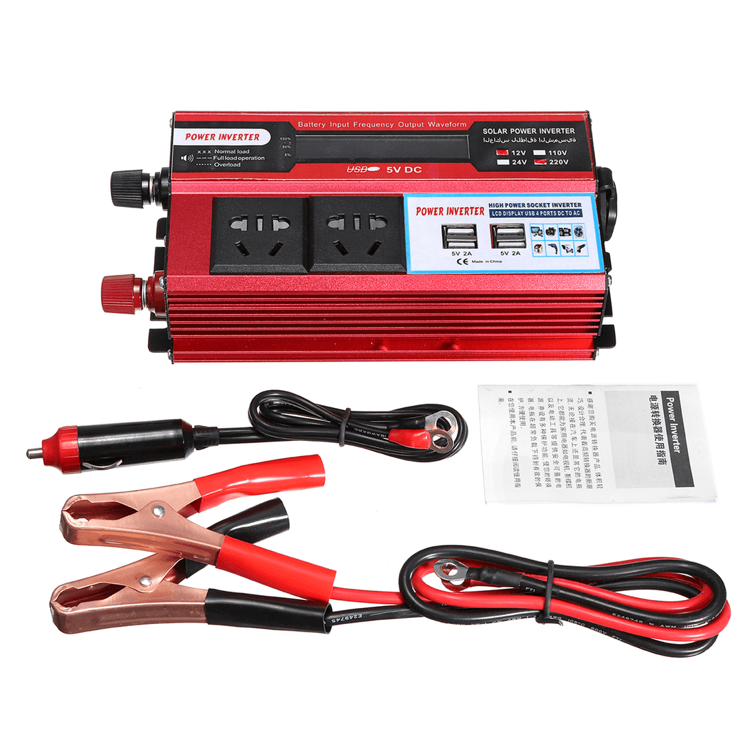 500W DC 12V/24V to AC 110V/220V Modified Sine Wave Power Inverter 4 USB - MRSLM