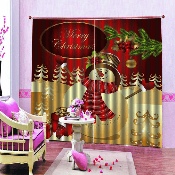 2PCS 3D Print Window Curtain Drapery Door Screen Panel for Christmas Decoration - MRSLM