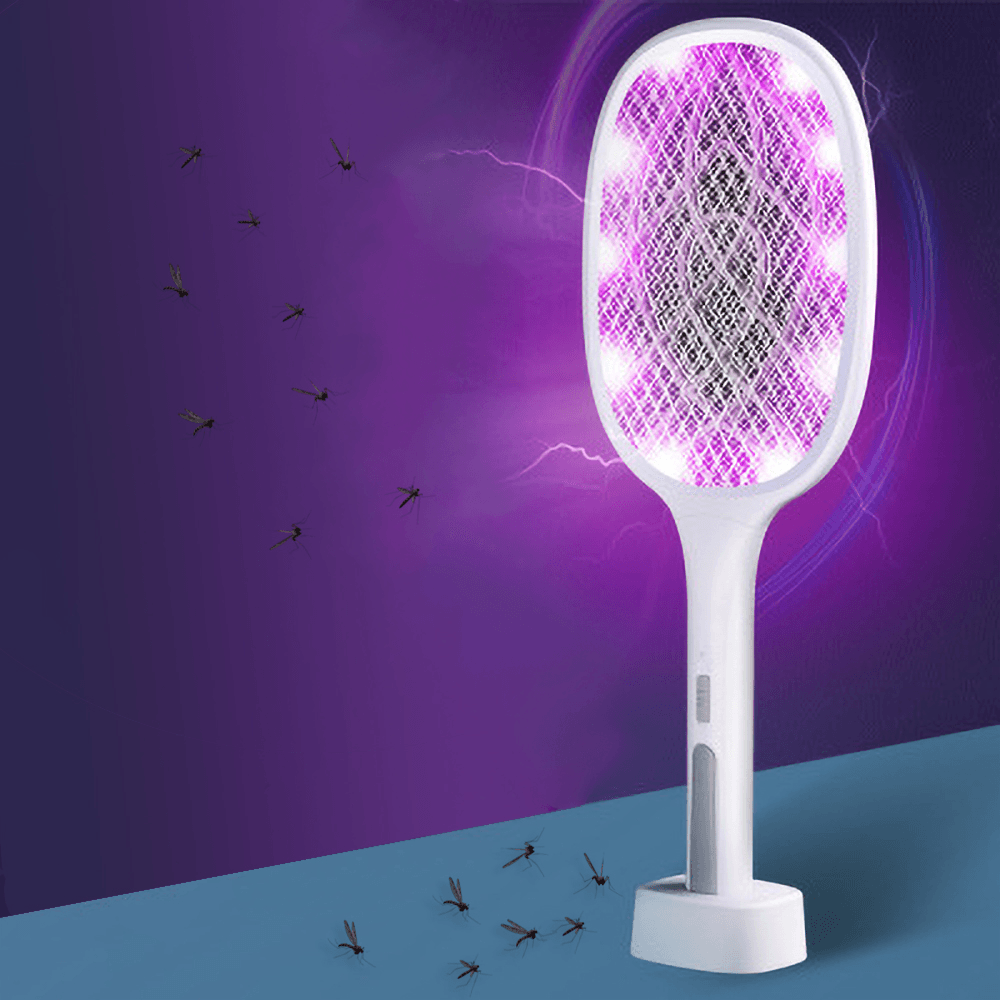 2 in 1 6/10 LED Mosquito Killer Lamp 3000V Electric Mosquito Swatter USB Rechargeable Insect Mosquito Repellent Trap - MRSLM