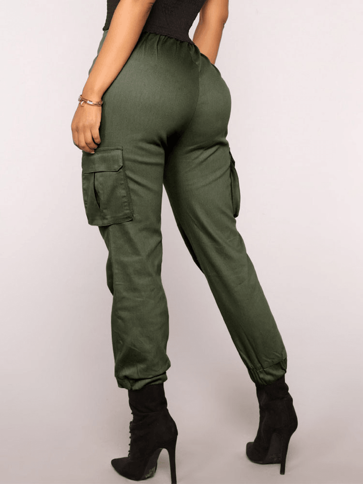 Solid Color High Elastic Waist Casual Harem Pants - MRSLM