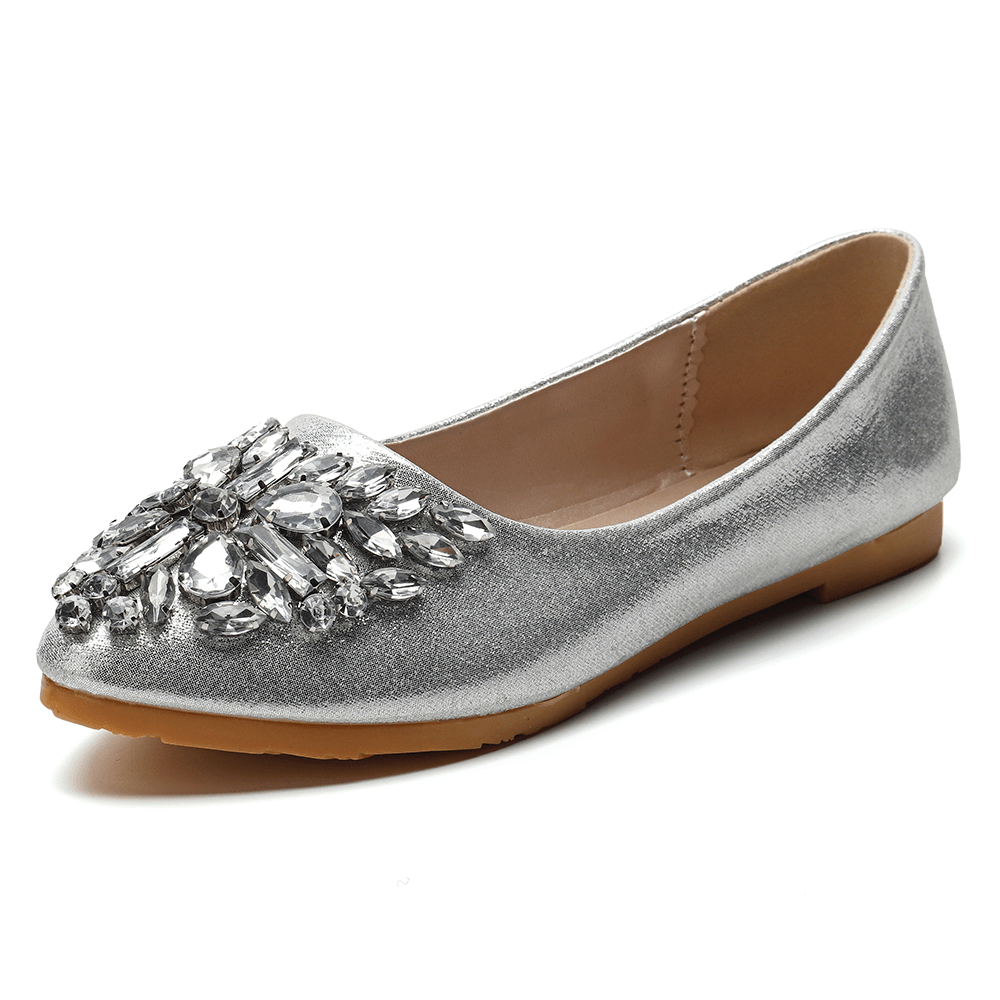 Women Sweet Rhinestone Ladies Lightweight Rhinestone Dressy Flats - MRSLM