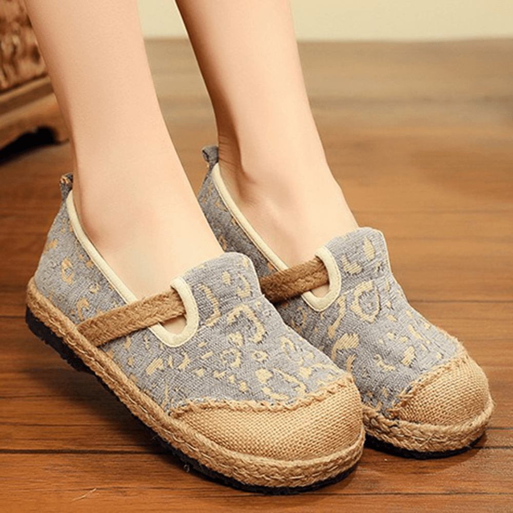 Women Linen Handmade Espadrille Comfy Wearable Casual Loafers - MRSLM