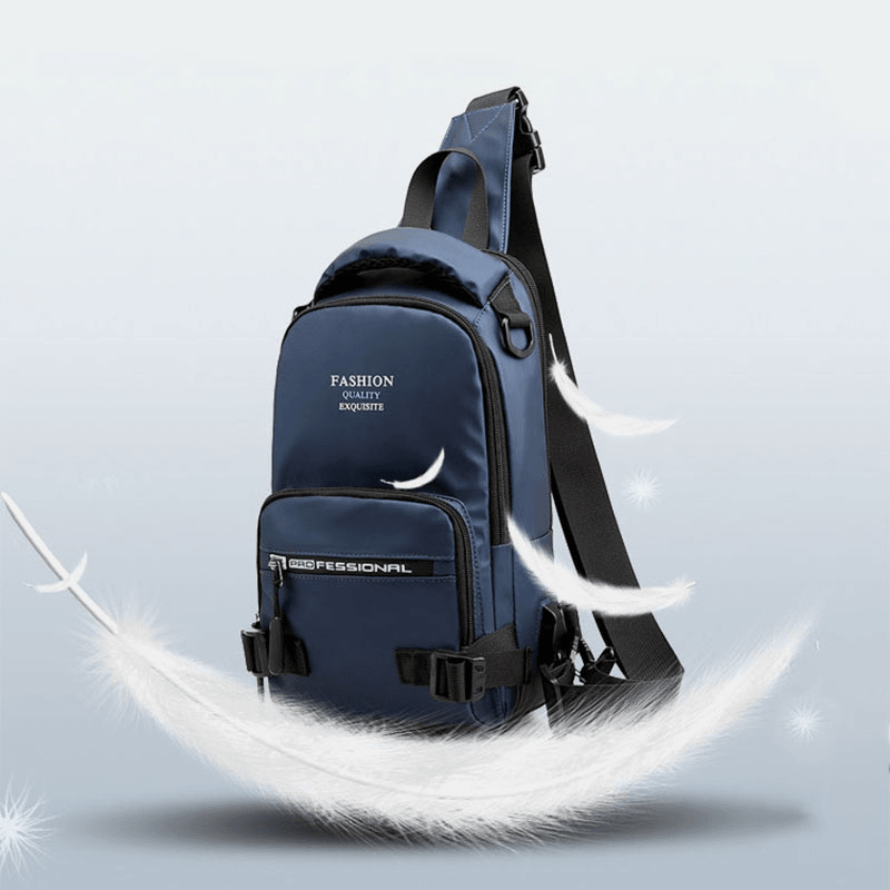 Men Fashion Waterproof Light Weight Sports Chest Bag Backpack with USB Charging Port - MRSLM