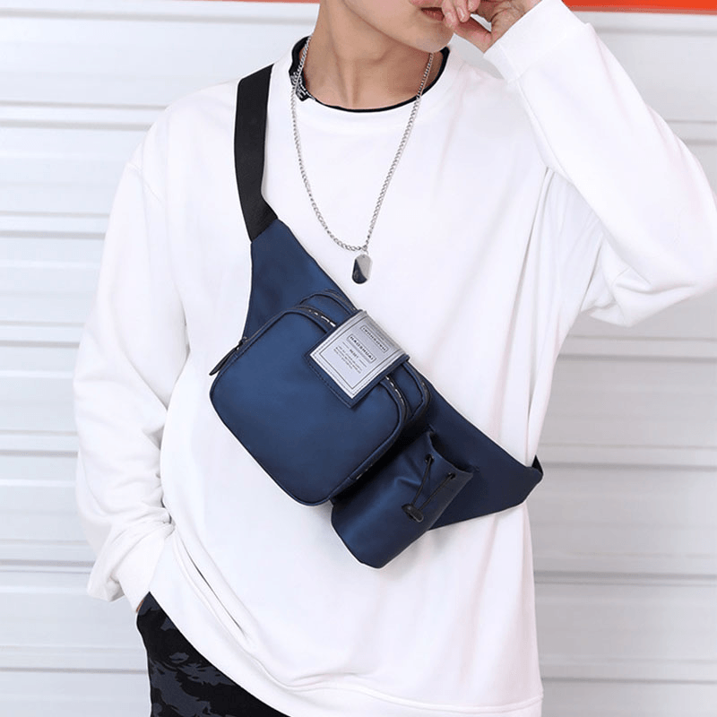 Men Casual Bottle Solid Bum Bag Sling Bag Shoulder Bag Chest Bag Waist Bag - MRSLM