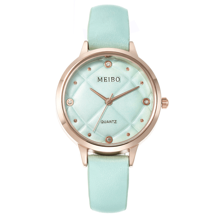 MEIBO Casual Style Ladies Wrist Watch Leather Band Crystal Quartz Watches - MRSLM