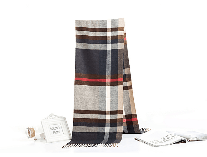 All-Match Simple Men'S Plaid Warm Scarf - MRSLM