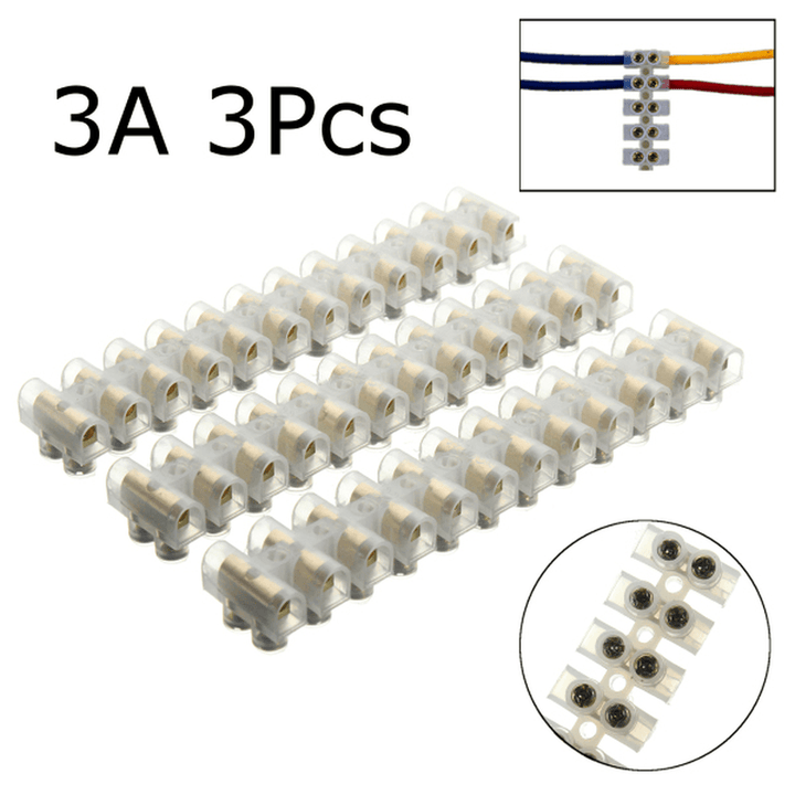 3 PCS 3A Dual 12 Position Screw Terminal Strip Covered Barrier Block - MRSLM