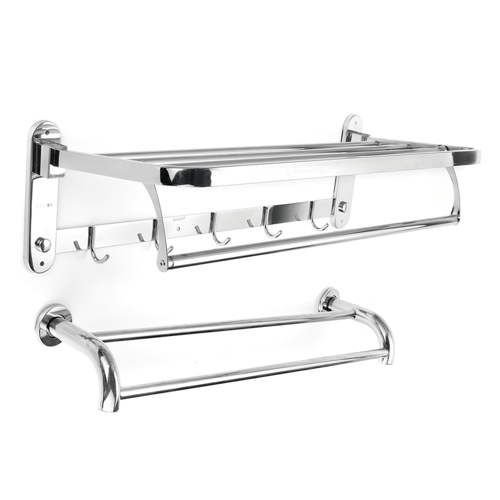 Bakeey 304 Stainless Steel Perforated Towel Rack Double Rod Shelf Strong Bearing Capacity for Home Hotel - MRSLM