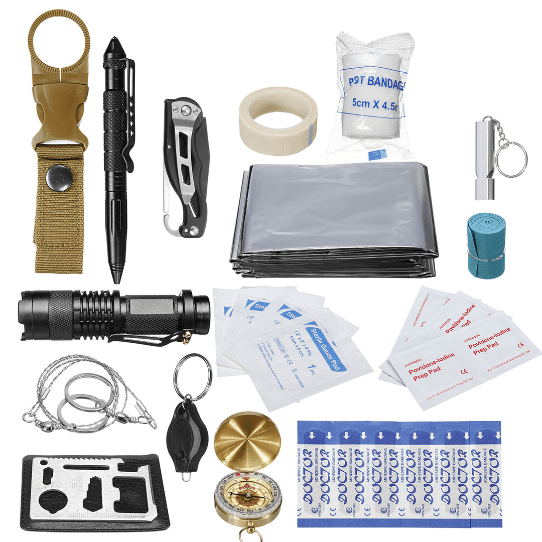 30 in 1 SOS Emergency Camping Survival First Aid Kit Outdoor Gear Tactical Tool Box - MRSLM