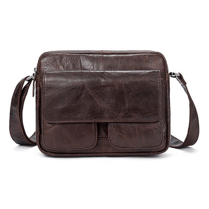 Ekphero Men Genuine Leather Leisure Retro Fashion Shoulder Crossbody Bag - MRSLM