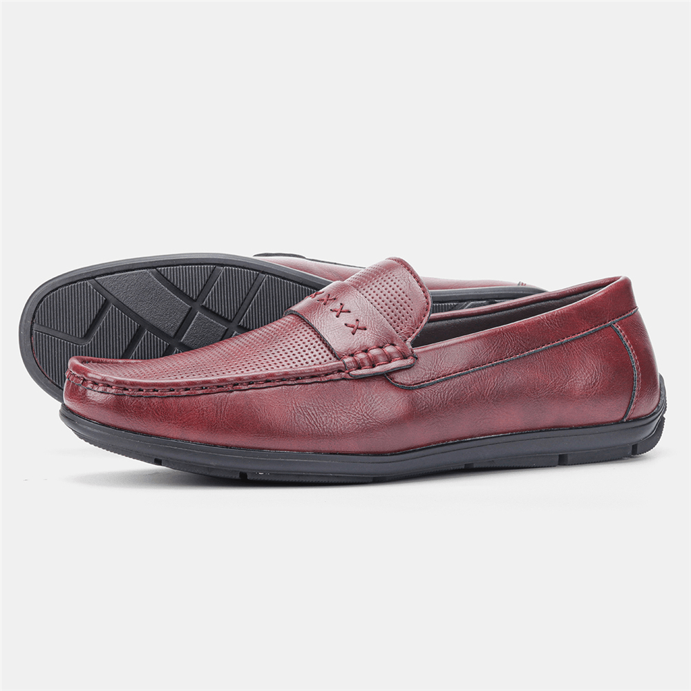 Men Microfiber Leather Breathable Soft Sole Slip on Comfy Vintage Casual Driving Shoes - MRSLM