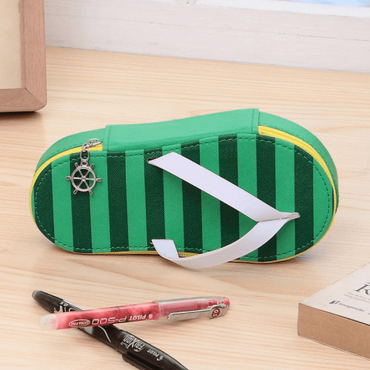 Cute Fruit Flip-Flops Creative Slippers Pencil Bag School Office Stationery Supplies Pencil Case - MRSLM