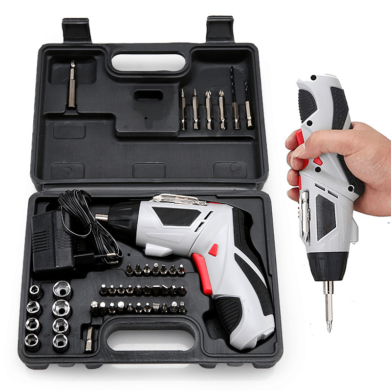 AUGIENB 4.8V Multi-Function Electric Screwdriver Portable Charging W/ 44Pcs Screws Power Tool Set - MRSLM