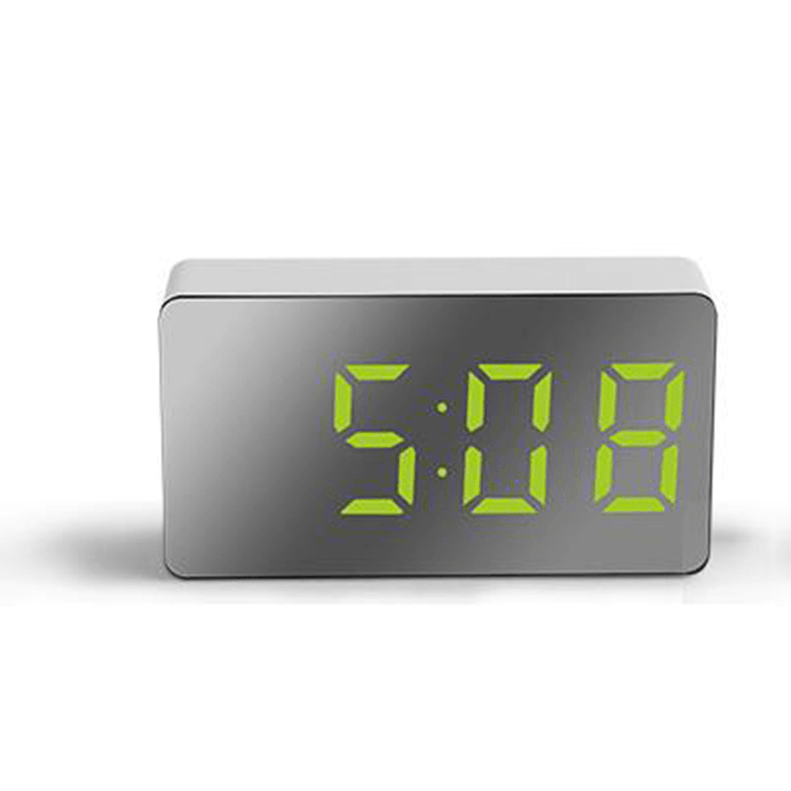 Digital USB LED Alarm Clock Mirror Snooze Display Time Night LCD Light Table Desktop for Home Decoration - MRSLM