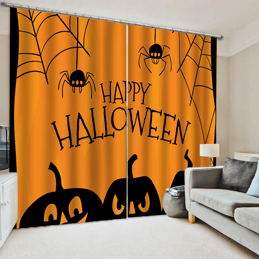 132*160Cm Blackout Window Curtains Halloween Printed Curtains for Living Room Festival Decoration - MRSLM