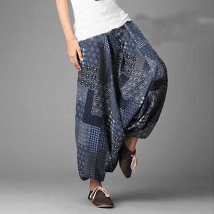 Mens Ethnic Drop Crotch Harem Pants Baggy Trousers Dance Yoga Thai Bottom - MRSLM