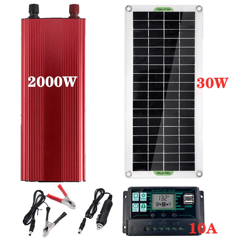 Solar Power System Inverter Kit 10A/30A/60A/100A Charge Controller 2000W Solar Inverter Set - MRSLM