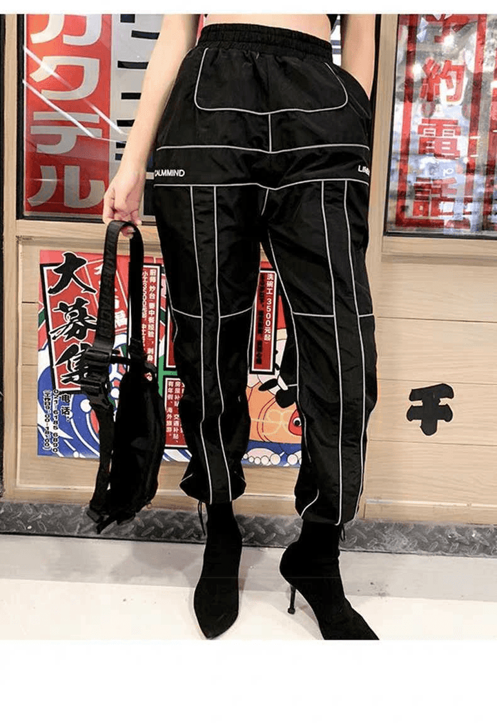 Guochao Reflective Tide Drawstring Pants - MRSLM