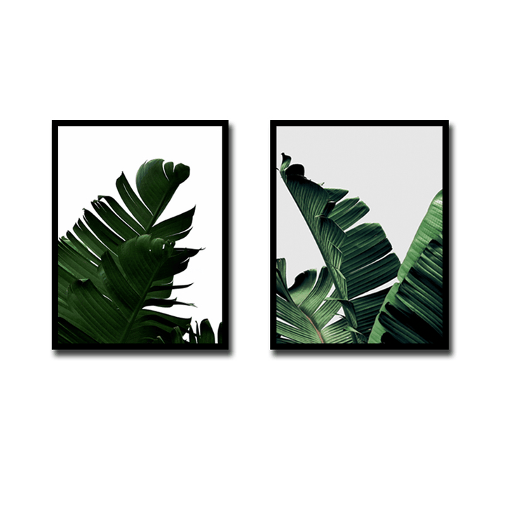 Miico Hand Painted Combination Decorative Paintings Botanic Leaves Paintings Wall Art for Home Decoration - MRSLM